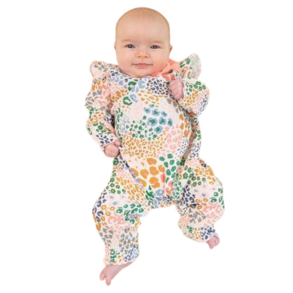 Mud Pie Baby Girls Rainbow Leopard Bodysuit - Size 3-6M - Picture 2 of 9